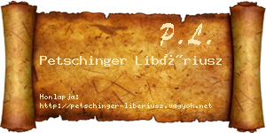 Petschinger Libériusz névjegykártya